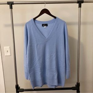 NAADAM Cashmere Relaxed V-Neck Tunic Sweater in Dusty Blue | Soft by Naadam